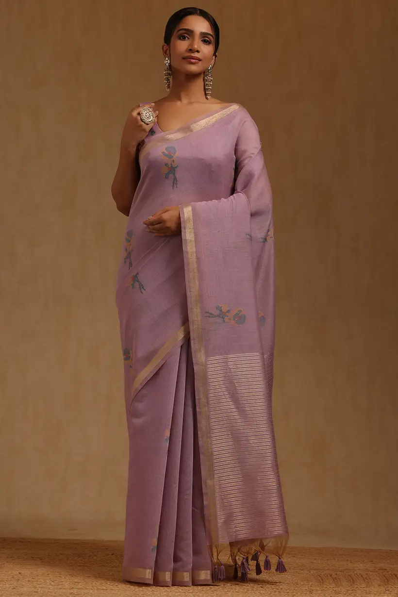 Lavender Chanderi Woven Design Saree